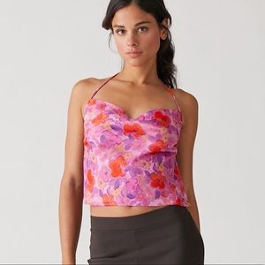 NWT UO Y2K Slinky Cowl Neck Tie-Back Cami Top